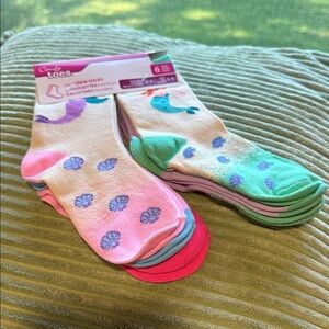 Comfy Kids Crew Socks Mermaids, Pink, Cream, Green Girls Shoe Size 12-6 Ages 6-8